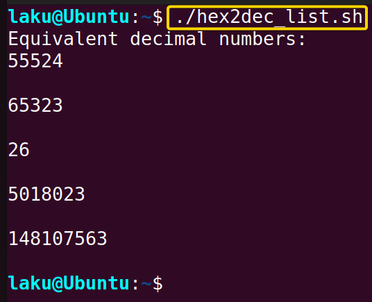 Converting a list of hex numbers to decimal