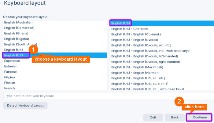 choose keyboard layout