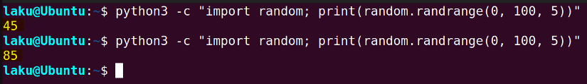 Generating random numbers using randrange function in Python