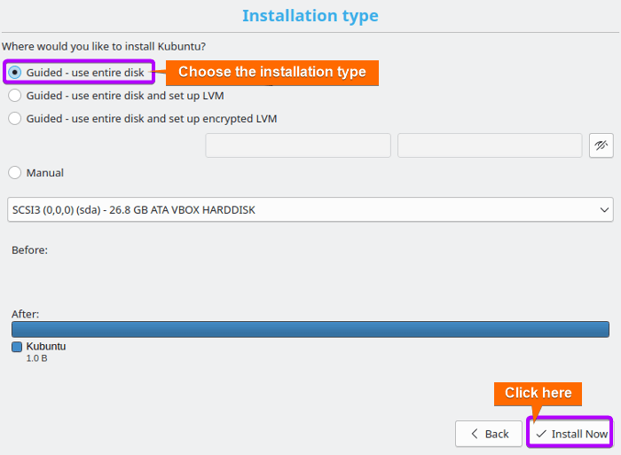 select the update and software you want to install while installing Kubuntu