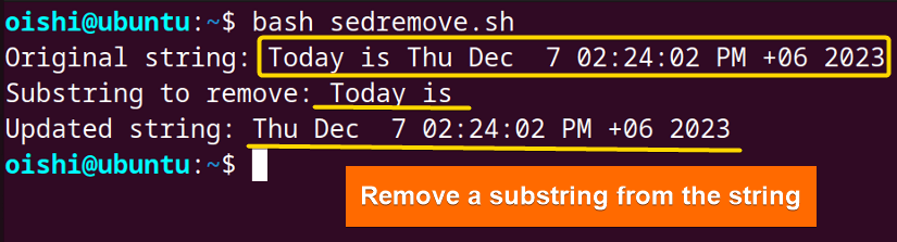 Remove a substring in bash 