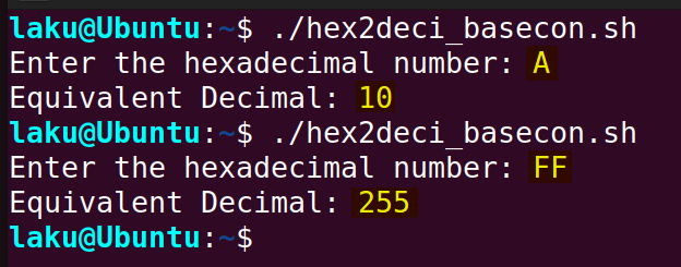 Bash script to convert hex to decimal using arithmetic expansion