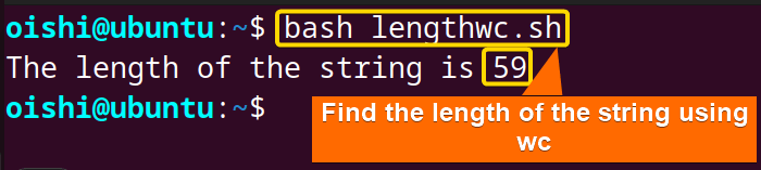 In bash string operation, count the length of a string using wc command