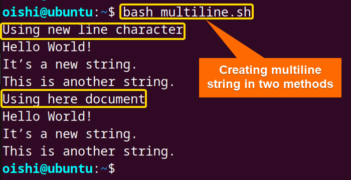 Create multiline string in bash 