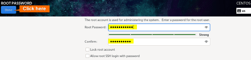 Set root password