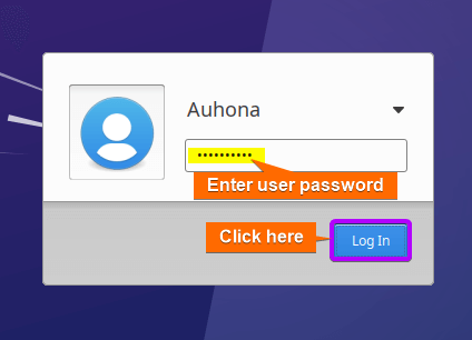 Enter the user password and login to the OS.