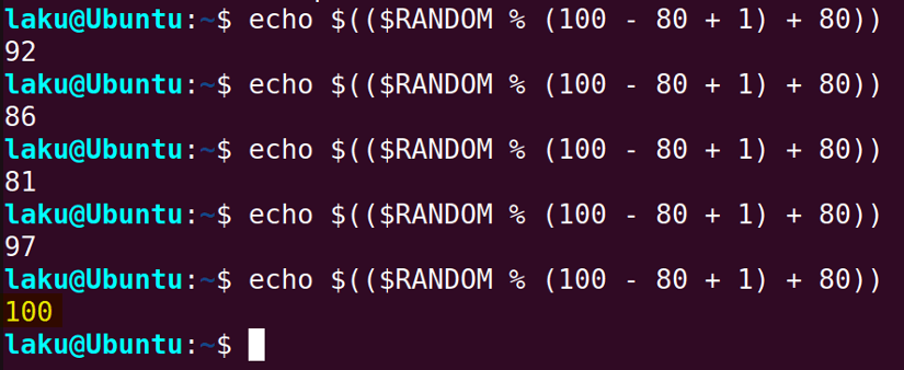 Range values as generated random number in Bash