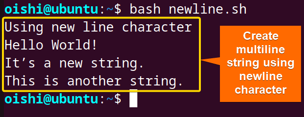 Creating multiline string using newline