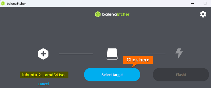  click on select target on etcher