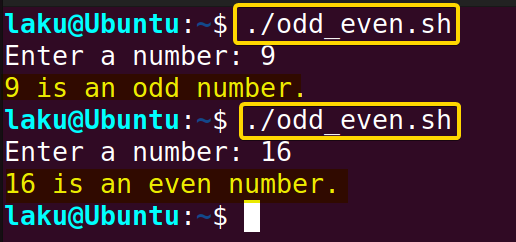 Checking odd even number in Bash