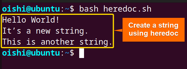 Creating multiline string using heredoc