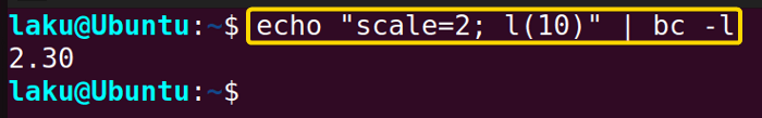 bc command to calculate logarithm in Bash