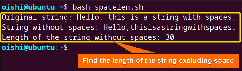 Without space count the length