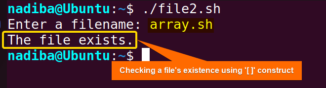 Checking a file's existence using single square brackets '[ ]' construct in Bash