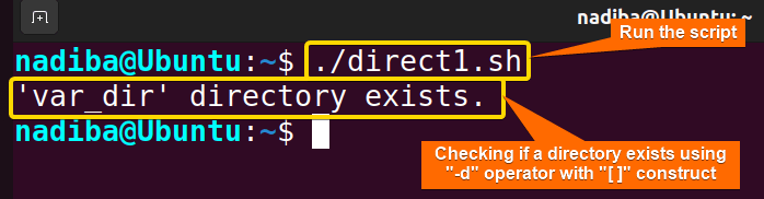 Checking if a directory exists using "-d" operator with "[ ]" construct