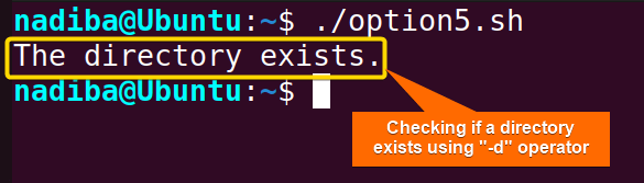 Checking if a directory exists using '-d' operator in Bash