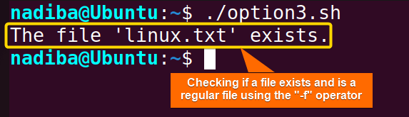 Checking if a file exists and is a regular file using the '-f' operator in Bash