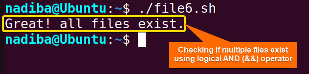 Checking if multiple files exist using logical AND (&&) operator in Bash