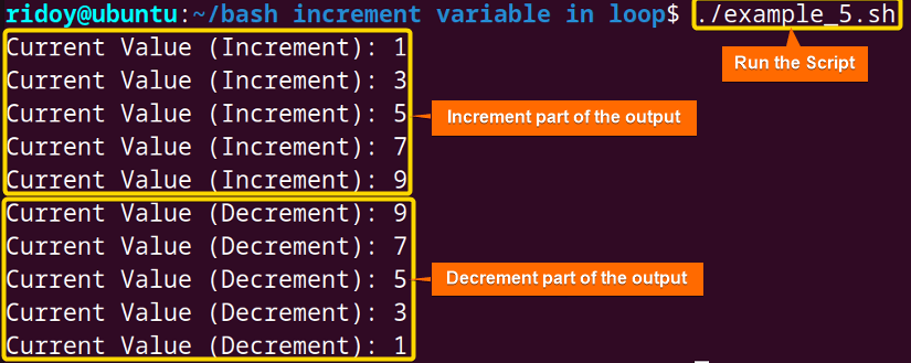 C-style "for" Loop with Custom Increment and Decrement