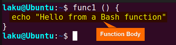Defining function in Bash
