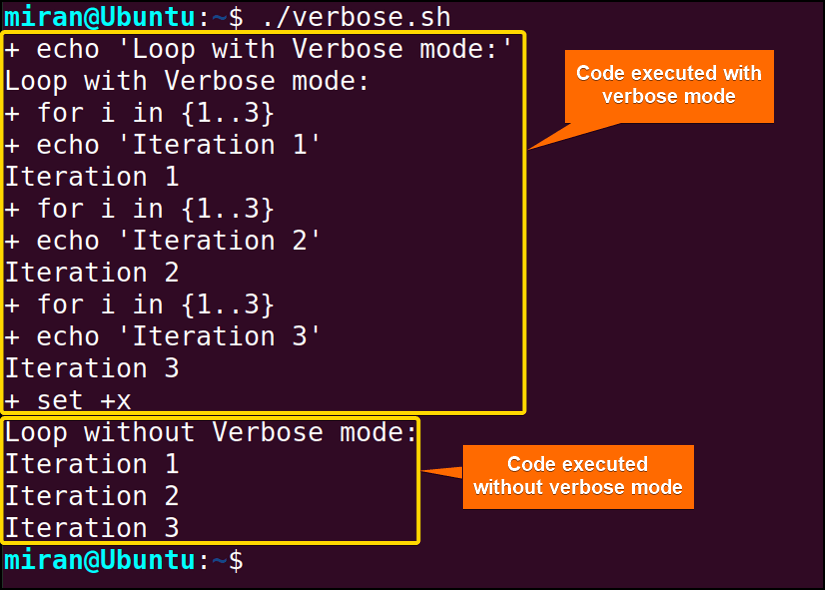 Enabling Verbose Mode Using “set -v” Command