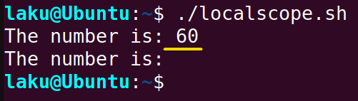 Local variable in bash function