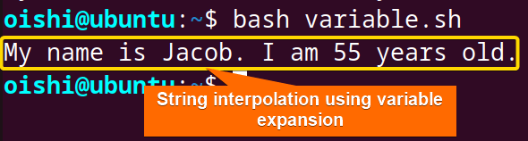 String interpolation using variable expansion