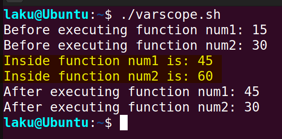Variable scope in Bash function
