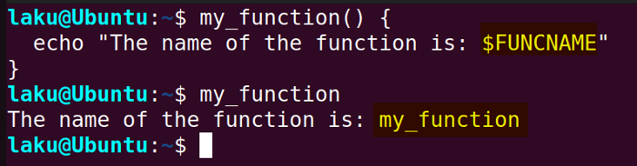 Getting function name using FUNCNAME variable