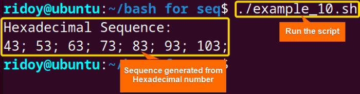 Sequence generation using Hexadecimal number