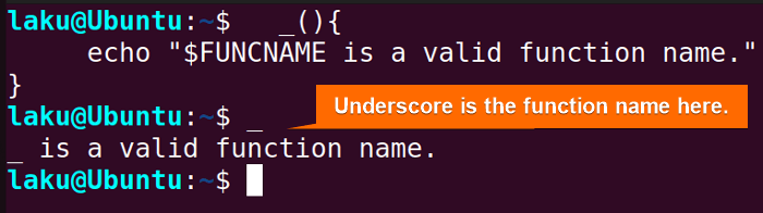 Underscore as function name in Bash