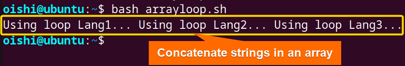 Concatenation of string into array using loop