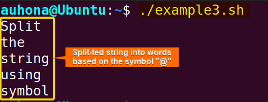 Bash split string using "@".
