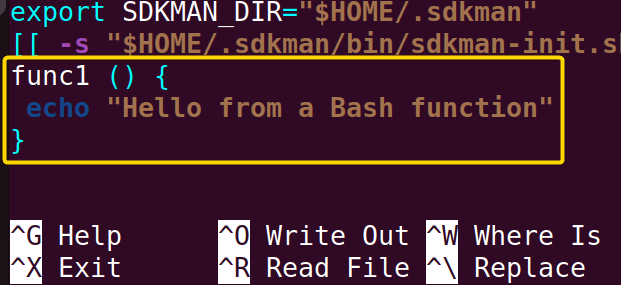 Adding functions in the bashrc file