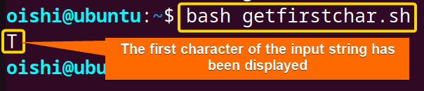 extract the first character of a string in bash 
