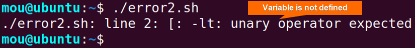 variable not defined error in incrementing number in Bash