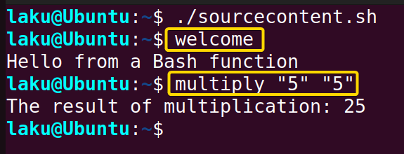 Sourcing function in the bashrc file