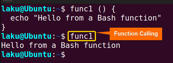 Calling a function in bash