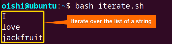 Iterate over a list of strings in bash