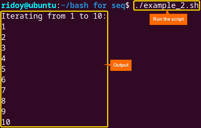 Sequential Number Ranges to print 1 to 10