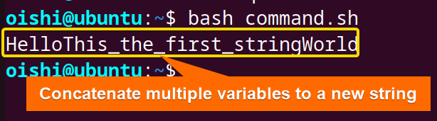 Multiple strings are concatenated in bash