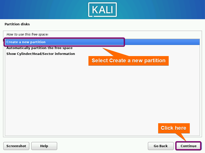 Select on create new partition