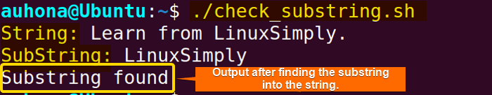 Checking if a substring is found in a string.