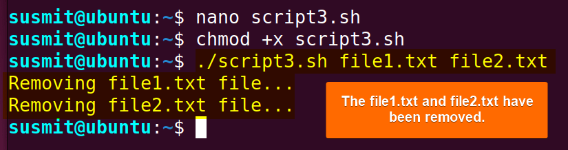The file1.txt and file2.txt have been removed.