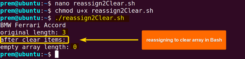 resign empty array to clear