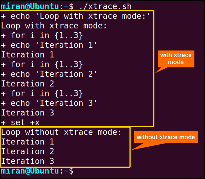 Debugging in “xtrace” Mode Using “set -x” Command
