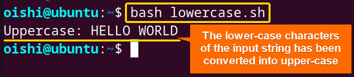 Convert a string from lower case to uppercase in bash