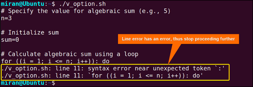 Using the -V Option to Enable the Verbose Mode, a way of error handling and debugging