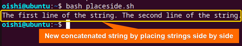 Concatenate two strings by placing side by side