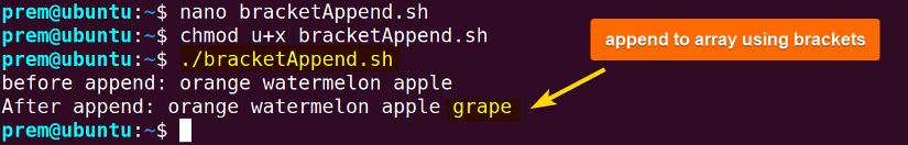 append elements to array using brackets
